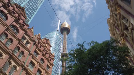Heritage-skyscrapers-buildings-and-Westfield-Tower-view-from-Pitt-Street-Mall-in-Sydney-shopping-precinct