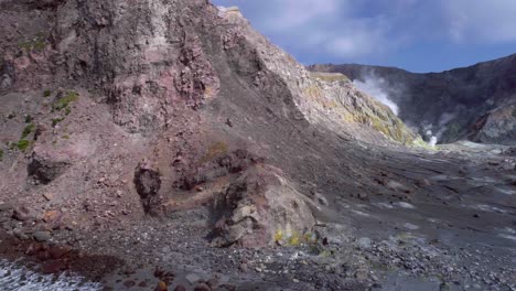 Volcán-Geotérmico-Activo-De-La-Isla-Blanca-De-Whakaari-Paisaje,-Atracción-Turística,-Antena