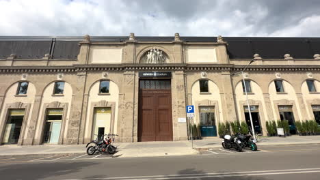 Gewiss-Stadium-large-entrance-and-door-to-historic-old-building
