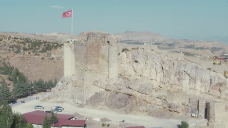 Wide-view-of-Harput-castle-with-Turkish-flag-in-wind-Harput