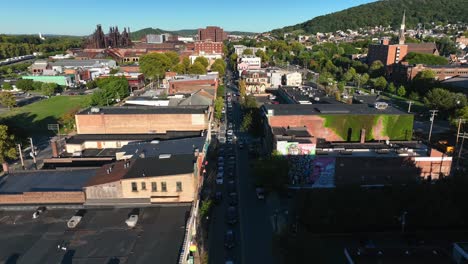 Town-of-Bethlehem-Pennsylvania.-Reverse-aerial-reveal