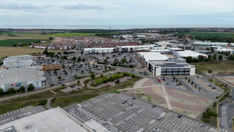 Wide-angle-drone-shot-of-Westwood-cross-shopping-centre-in-Thanet