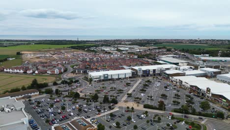 Dolly-right-drone-shot-of-Westwood-Cross-shopping-centre-in-Thanet