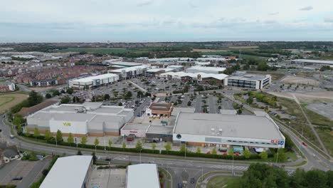 Dolly-left-from-a-drone-of-Westwood-Cross-Shopping-complex-in-Thanet