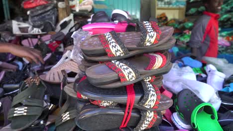 Shoe-Market-in-the-outskirts-of-Addis-Ababa,-Ethiopia