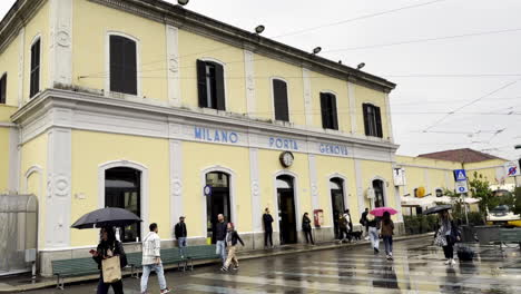 Mailand-Porta-Genua-Bahnhof-Gebäude-Außen-Im-Navigli-Viertel
