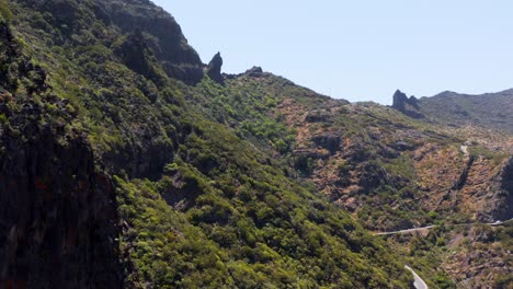 Grand-Teno-Massif-mountain-range-on-Tenerife-Island,-aerial
