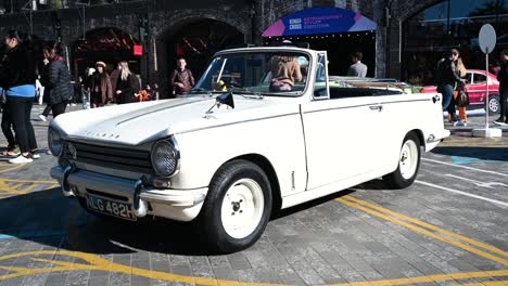 Triumph-Herald-in-Coal-Drops-Yard,-Classic-Car-Engage,-London,-United-Kingdom
