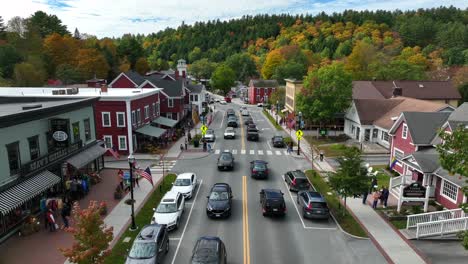 Tourist-attraction-in-downtown-Stowe-Vermont,-ski-village-in-New-England