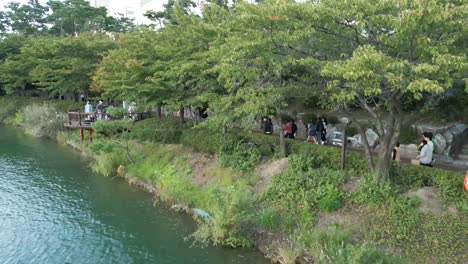 Gente-Caminando-En-El-Parque-Naru-En-Seúl,-Corea-Del-Sur