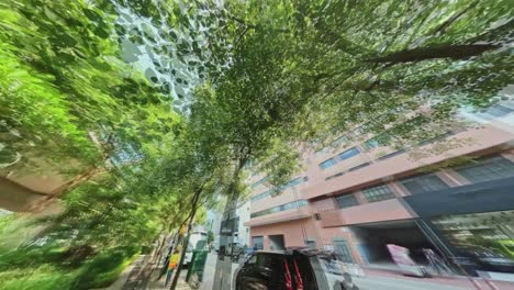 Hyperlapse-shot-while-walking-from-Kwun-Tung-Industrial-Area-to-MTR-Station-in-Hong-Kong,-China-at-daytime