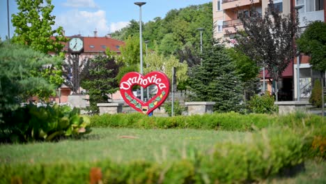City-of-Orahovica-center,-heart-with-the-inscription-of-the-city-in-the-middle