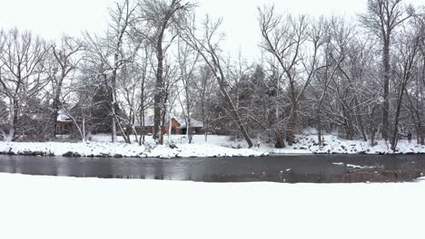 View-of-the-Boise-River-in-Idaho-with-snow-covering-the-surrounding-area