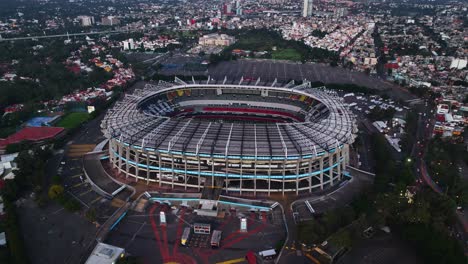 Estadio-Azteca-Stadion,-Sonniger-Abend-In-Mexiko-stadt---Luftbild