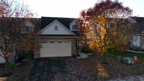 Autumn-sunset-at-modern-new-duplex-home-in-USA