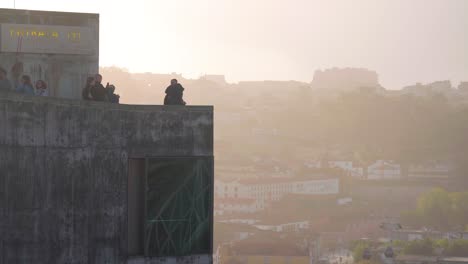 tourists-photograph-selfie-viewpoint-porto-portugal
