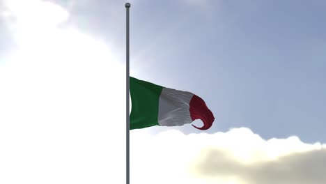 Bandera-De-Italia-A-Media-Asta-En-El-Viento
