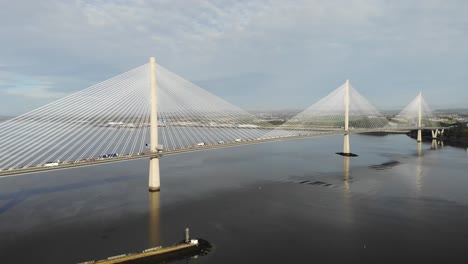 The-Queensferry-Crossing-is-a-busy-bridge-that-thousands-pass-over-every-day-in-Scotland,-UK