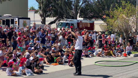 Side-angle-shot-of-The-Florida-Fire-Sprinkler-Association-concluding-the-performance-of-an-on-site-education-program-on-fire-sprinklers-saving-lives,-Florida