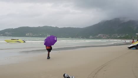 Empty-patong-beach-on-a-rainy-day-in-rain-season