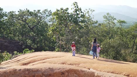 Panorama-of-a-family-walking-through-national-park