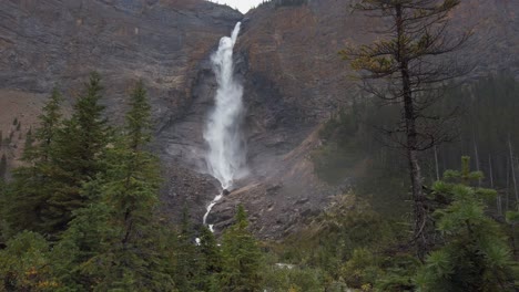Large-waterfall-Takakkaw-Falls-Yoho-National-Park-British-Columbia-approached-wide-tilt