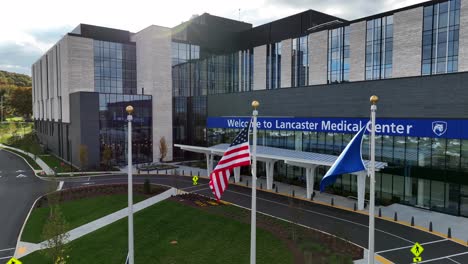 Flags-at-entrance-of-Lancaster-Medical-Center