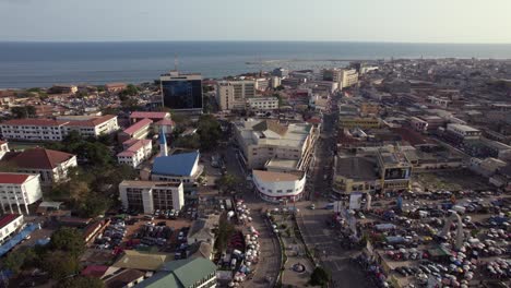 Aerial-of-Accra-Ghana-Economic-Finance-Business-Trade-Center-by-the-Ocean