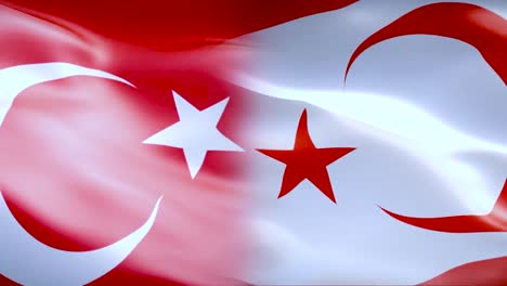 Ineinander-Verschlungene-Flaggen-Der-Türkei-Und-Nordzyperns