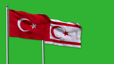 Pantalla-Verde-De-Banderas-De-Turquía-Y-Chipre-Del-Norte