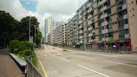 Backward-shot-of-the-streets-and-buildings-in-Hong-Kong