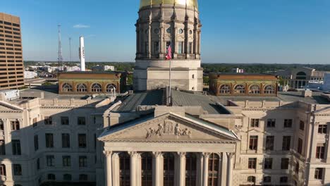 Rising-aerial-view-of-Atlanta-State-Capitol-dome
