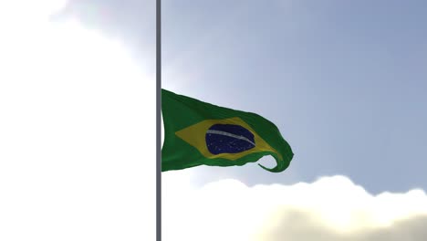 Flagge-Brasiliens-Halbmast-Im-Wind