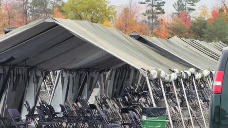 Empty-Chairs-Under-Tent-At-The-Funeral-Service-For-Killed-Policemen-In-Barrie,-Ontario,-Canada