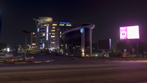Ghana-Accra-City-Nachtzeitraffer-Des-Finanzzentrums