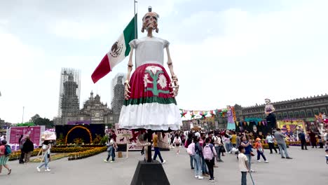 shot-of-catrina-with-traditional-dress-at-Mexico-city-zocalo-during-day-of-the-dead