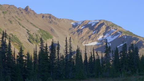 Panorama-Of-Mountain-Range-With-Forest-In-The-Foreground-In-Summer