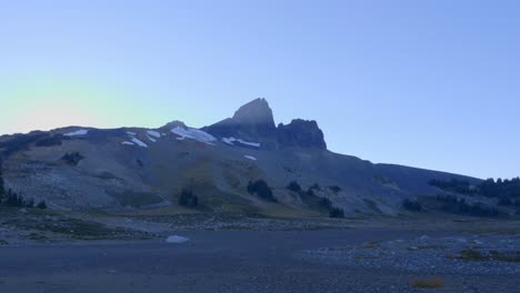 Jagged-Black-Tusk-Peak-Against-Bright-Sky-In-Garibaldi-Provincial-Park-In-Canada