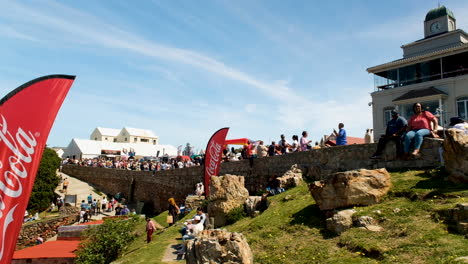 Busy-Whale-Festival-in-Hermanus-with-visitors-crowding-the-waterfront---Overstrand-tourism,-South-Africa