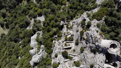 Aerial:-cathar-castle-in-southern-France.-Zenital-shot