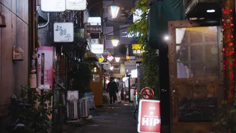 Backstreet-Drinking-Alleyway,-Golden-Gai-in-Shinjuku-At-Night