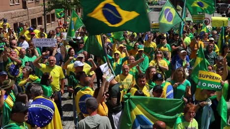 Upset-by-the-October-2022-elections-results,-Bolsonaro-supporters-protest-the-outcome