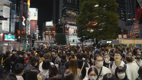 Shibuya-Station-Crowd,-Street-Packed-to-Capacity-on-Halloween