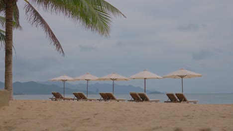 Beach-chairs-and-umbrellas-on-the-Sunny-day