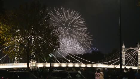 Fireworks-within-Battersea-Park,-2022,-London,-United-Kingdom