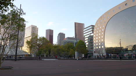 Revelar-La-Estructura-Arquitectónica-Del-Mercado-En-Rotterdam,-Países-Bajos