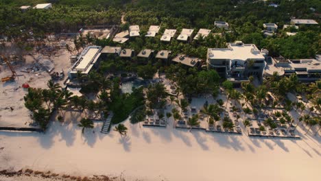 Aerial-view-of-the-Casa-Malca-Hotel-and-beach-club-in-Tulum,-Mexico