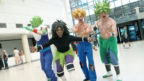 People-dressed-up-as-dragon-ball-Z-charachters-at-the-japanese-expo-in-Paris,-France-2022