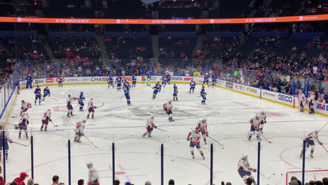 Hockey-Team-Tampa-Bay-Lightning-and-the-Capitals-Warming-Up-Before-Facing-Off-in-the-Amalie-Arena,-Tampa-Bay,-Florida