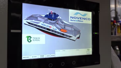 Novenco-and-Teknisk-Bureau-HVAC-marine-and-offshore-system---Camera-revealing-control-screen-with-logo-and-ships-picture
